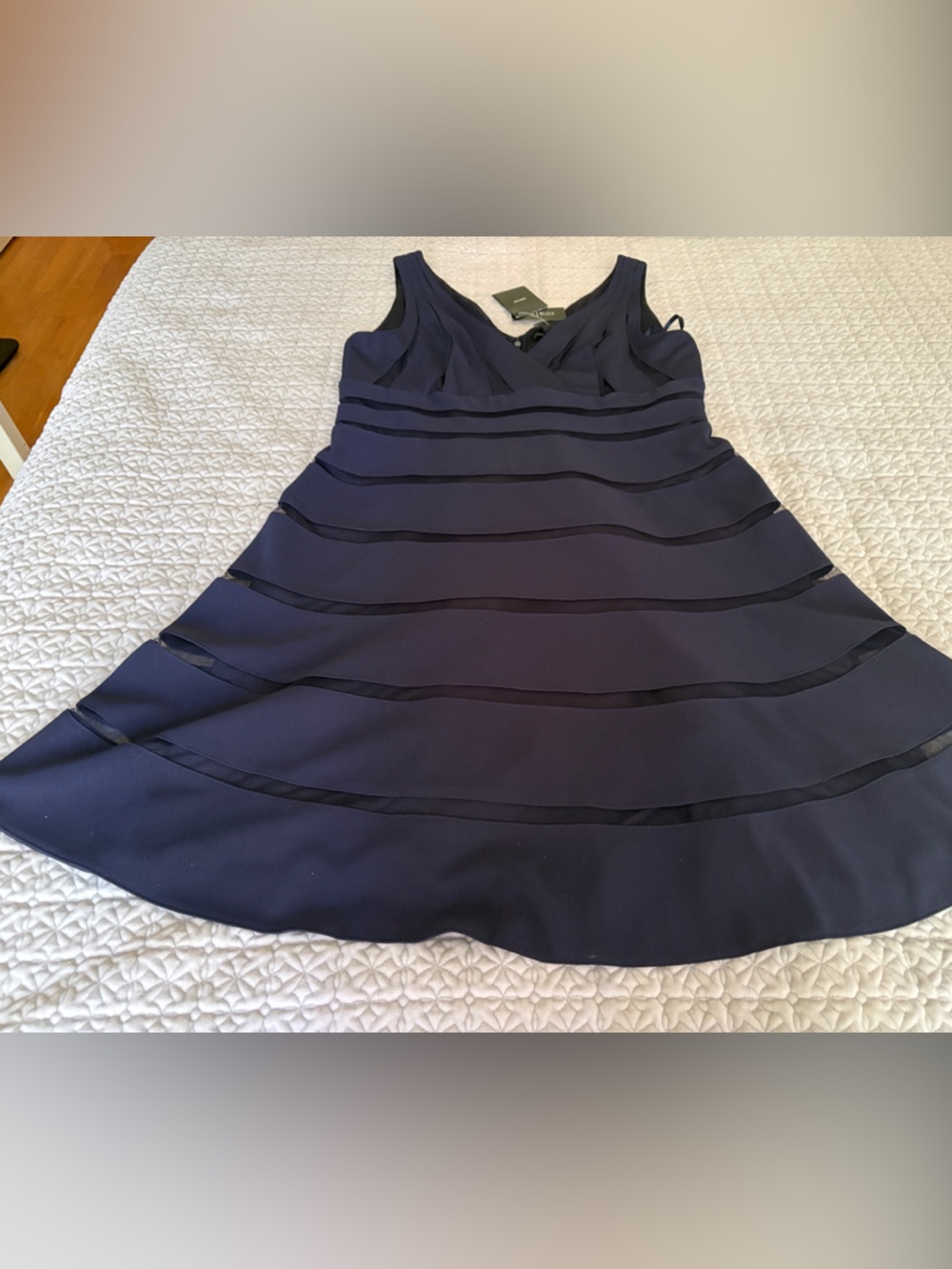 White House Black Market Navy Blue Fit-and-Flare Mini Dress